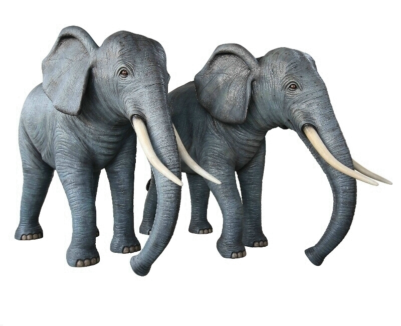 Life Size Male & Female Fiberglass Elephants Custom Made 